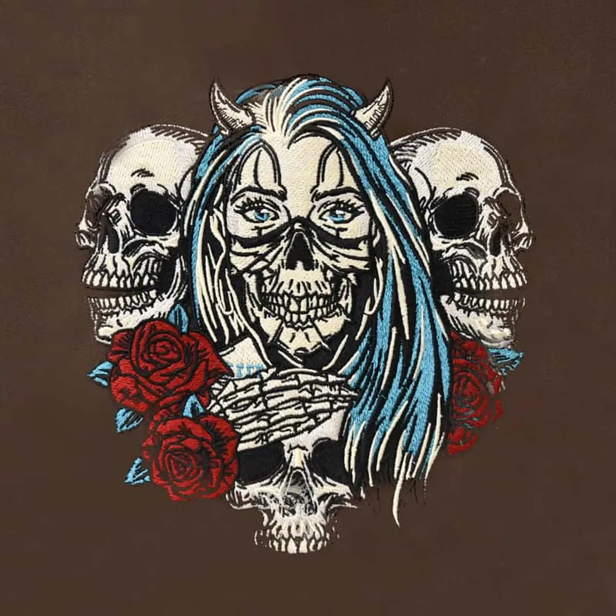 Blauhaarige Totenkopffrau Stick – Bild 3