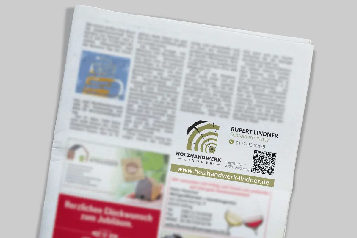 Holzhandwerk Lindner Grafikdesign Werbeanzeige - modal