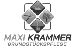 Logo Maxi Krammer Grundstückspflege – Graustufen-Version