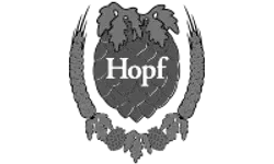 Logo Weissbierbrauerei Hopf GmbH – Graustufen-Version