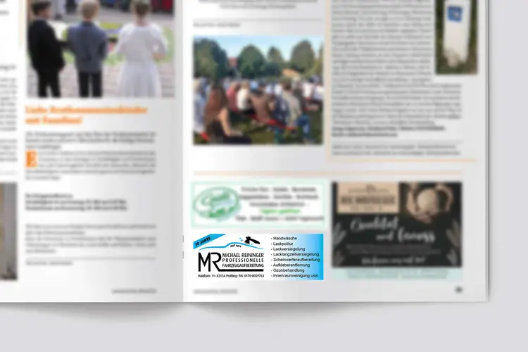 Michael Reininger Fahrzeugaufbereitung Grafikdesign Werbeanzeige