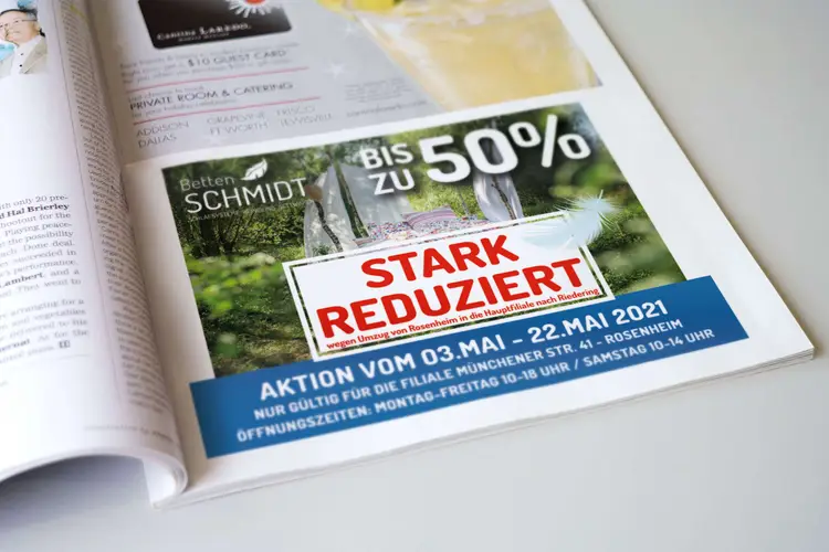 Betten Schmidt GmbH Grafikdesign Werbeanzeige