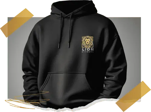 Sweatshirts bestickt mit Logos oder Namen von Lion Werbe GmbH, perfekt für Vereine und Firmen.