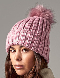 Verbier Faux Fur Pop Pom Chunky Beanie