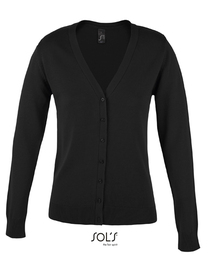 Women´s Golden V-Neck Knitted Cardigan (Hover)