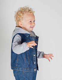 Denim Jacket With Fleece Hood And Sleeves