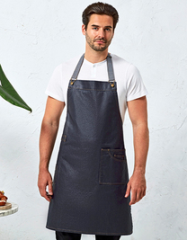 District Waxed Look Denim Bib Apron