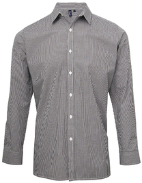 Men´s Microcheck (Gingham) Long Sleeve Cotton Shirt (Hover)