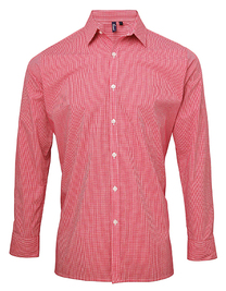 Men´s Microcheck (Gingham) Long Sleeve Cotton Shirt (Hover)