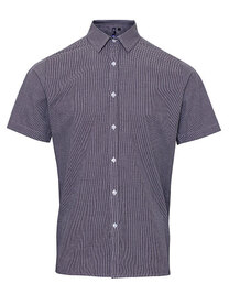 Men´s Microcheck (Gingham) Short Sleeve Cotton Shirt (Hover)