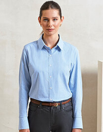 Women´s Microcheck (Gingham) Long Sleeve Cotton Shirt