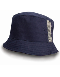 Deluxe Washed Cotton Bucket Hat With Side Mesh Panels (Hover)