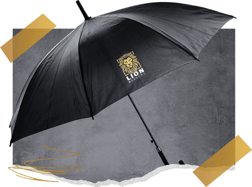 Bedruckte Schirme von Lion Werbe GmbH – auffällige Werbeträger für jeden Anlass.